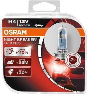 Автолампи OSRAM 64193NBU NightBreakerUnlimited +110% H4 60/55W 12V 64193NBU / бокс фото