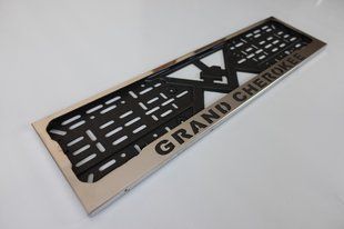 Рамка номерного знаку із нержавіючої сталі з написом GRAND- CHEROKEE (1 шт). Рамка номера з нержавіючої сталі GRAND- CHEROKEE фото