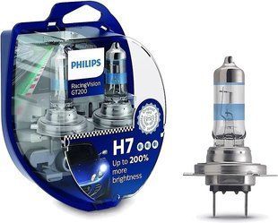 Лампа галогенная Philips RacingVision GT200 +200% H7 12V 60/55W (2 шт.).Галогенка PHILIPS H7 12V 60/55 +200% 12372RGTS2 фото