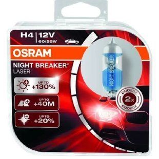 Лампа галогенна Osram Night Breaker Laser +130% H4 12 В 60 Вт 2 шт 64193NBL-HCB фото