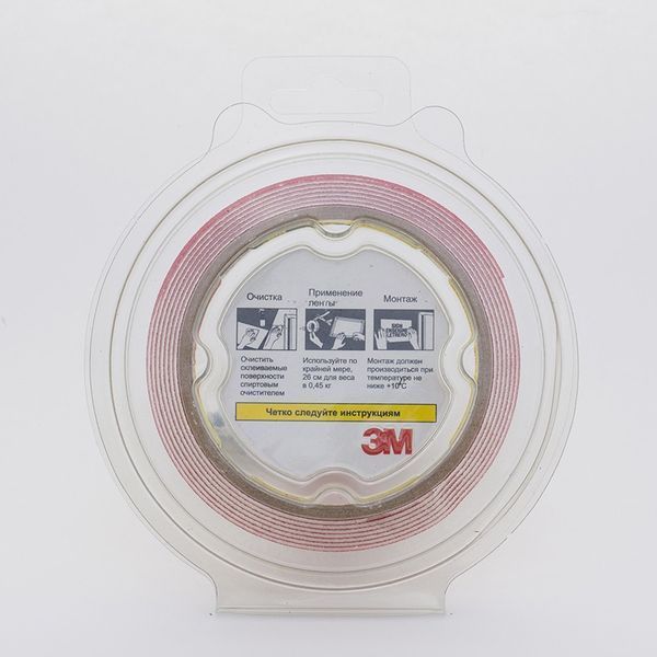 Монтажный двухсторонний скотч "Heavy Duty" (2шт), 3M, 9mmx2mx1mm, прозрачный, 49209 98168 фото